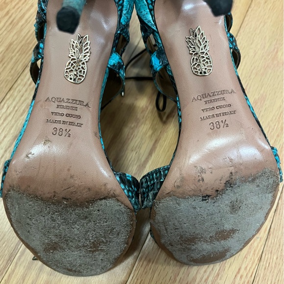 Aquazzura Beverly Hills Elaph Snakeskin Sandals - Picture 10 of 14